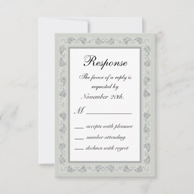 Intricate Vines on Grey RSVP (Front)