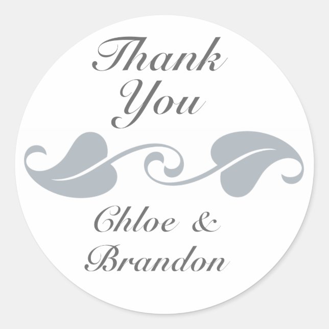 Intricate Vines Thank You Sticker (Front)