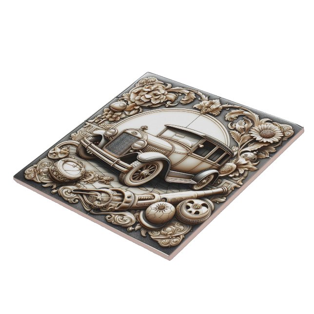 Intricate Vintage Car Tile Art (Side)