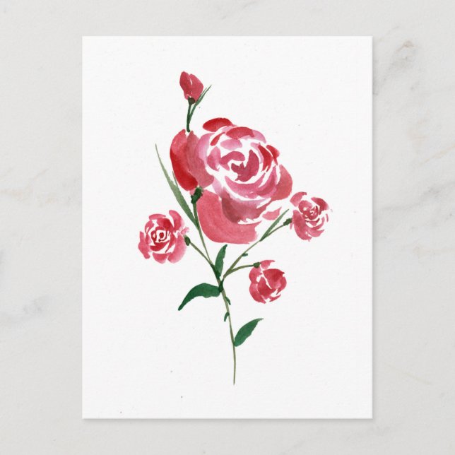 Intricate Watercolor Rose Postcard (Front)