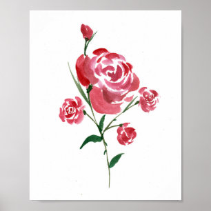 Intricate Watercolor Rose Poster