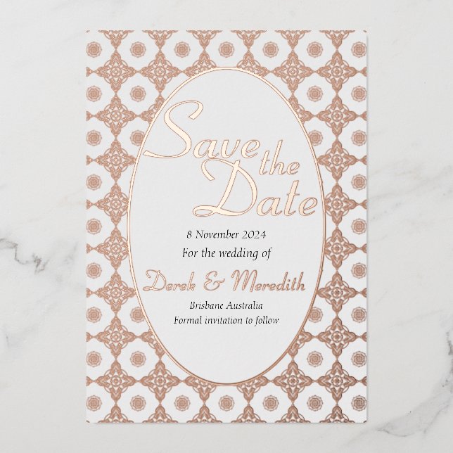 Intricate Wedding Save the Date Invitation  (Front)