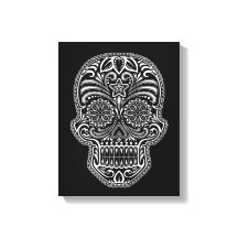 Intricate White Sugar Skull on Black
