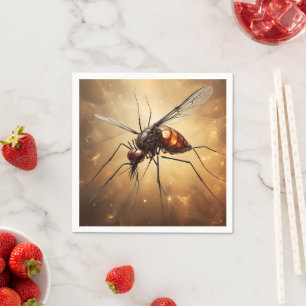 Intricate Wings: The Mosquito Fractal Art Napkin