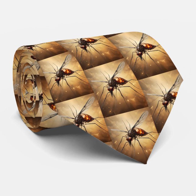 Intricate Wings: The Mosquito Fractal Art Tie (Rolled)