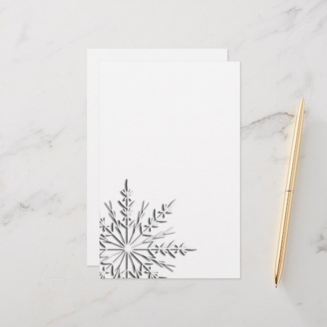 Intricate Winter Snowflake Stationery (Front/Back In Situ)