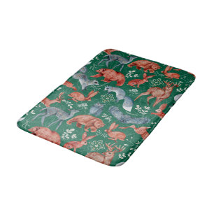 Intricate woodland animals pattern Bath Mat