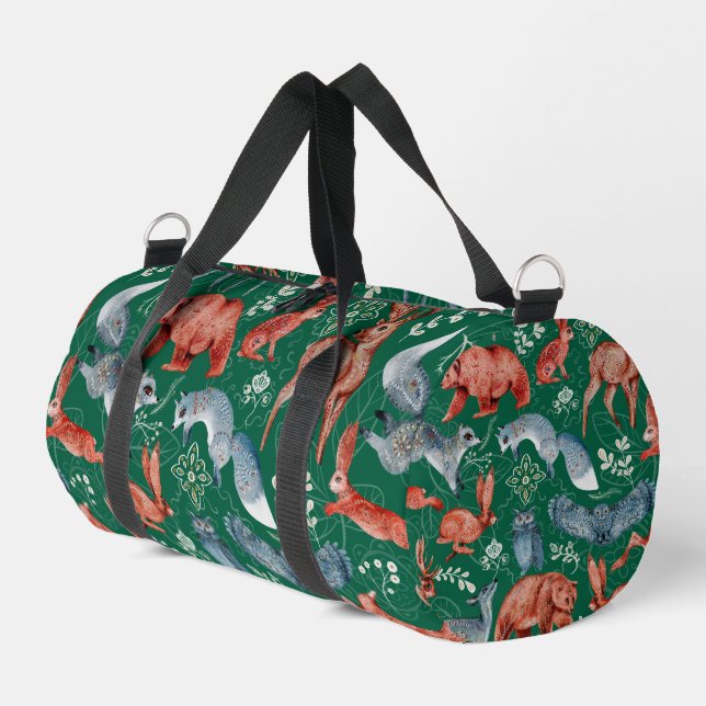  Intricate woodland animals pattern Duffle Bag (Left Corner)