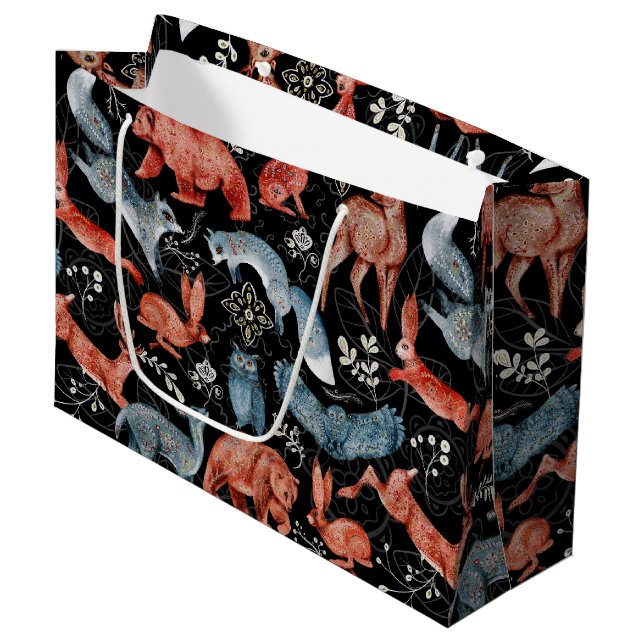  Intricate woodland animals pattern Large Gift Bag (Front Angled)