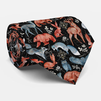  Intricate woodland animals pattern Tie
