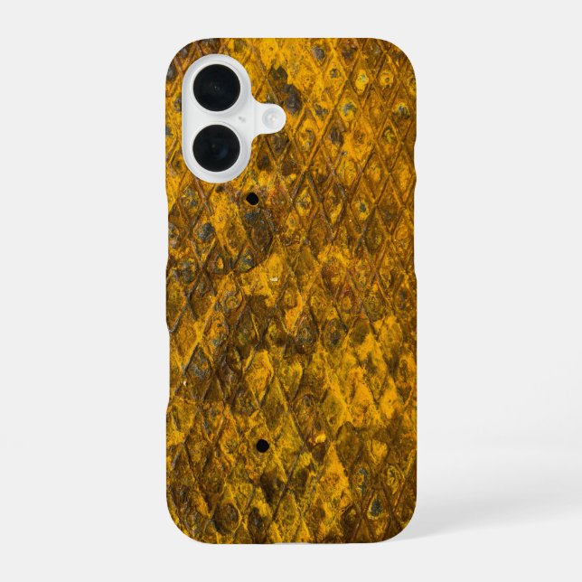 Intricate Yellow Pattern iPhone 16 Case (Back)