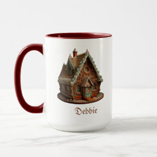 Intricately Designed Gingerbread House Coffee Mug
