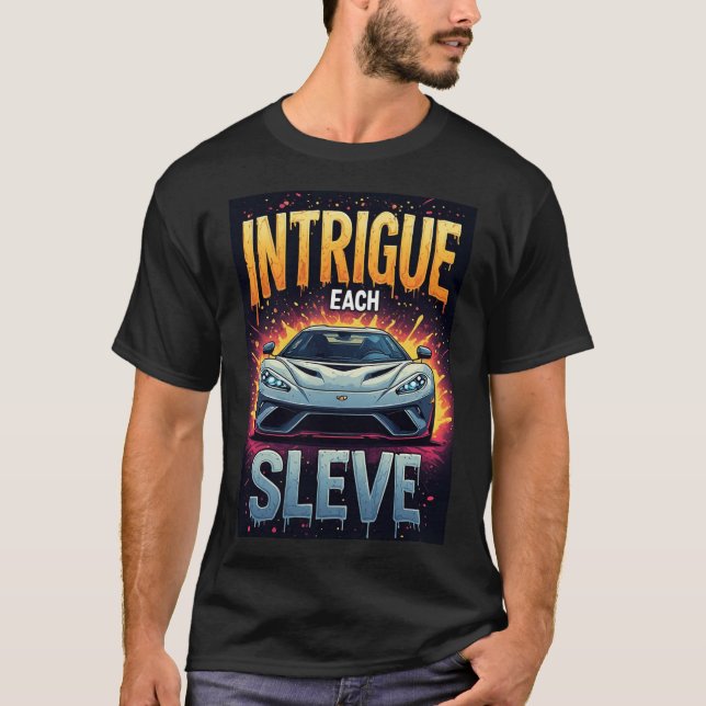 🏁 Intrigue Each Sleeve Silver Sports Car Luxury T-Shirt (Front)