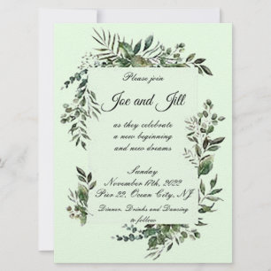 Intriguing & Elegant Greenery Flat Wedding Invitation