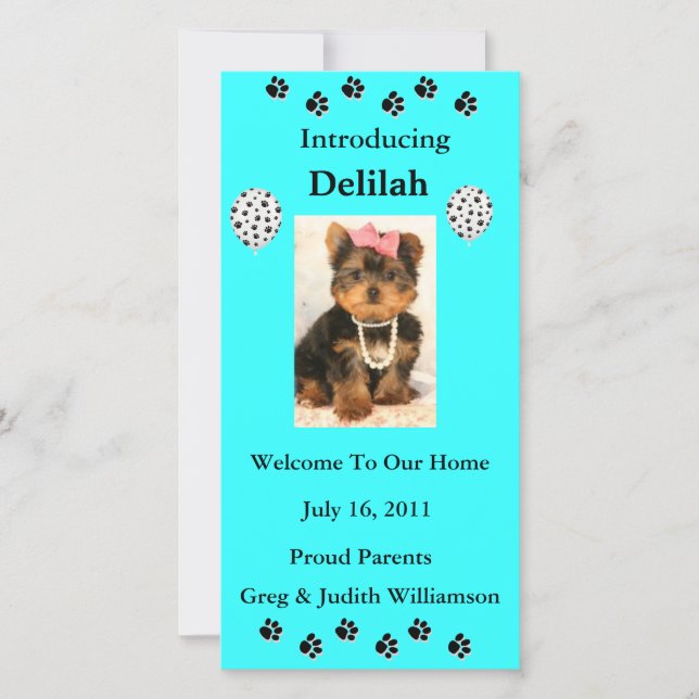 Introduce Your Adopted Pet Photo Card (Front)