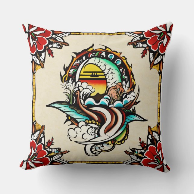 Introducing a tattod throw pillow. cushion (Front)