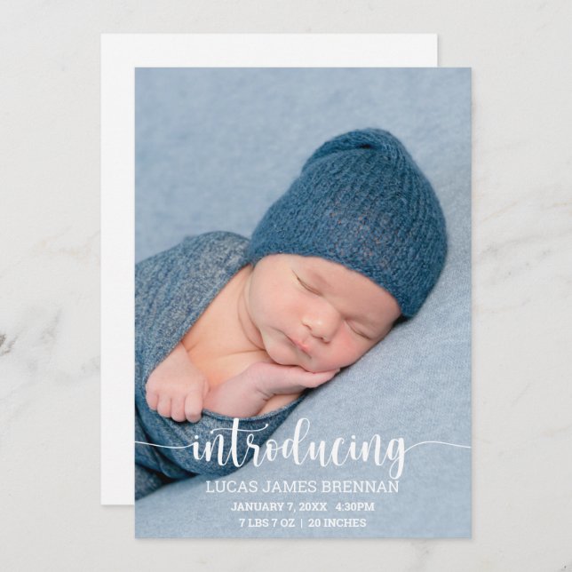 Introducing Baby Birth Announcement Photo Card (Front/Back)