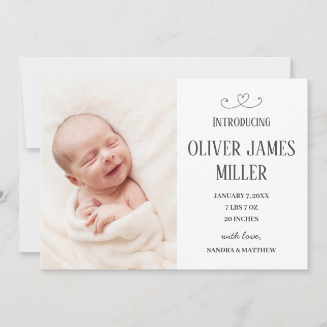 Introducing Baby Birth Announcement Photo Card (Front)