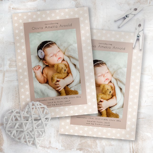 Introducing Baby Photo Boho Stars Birth Announcement (Creator Uploaded)