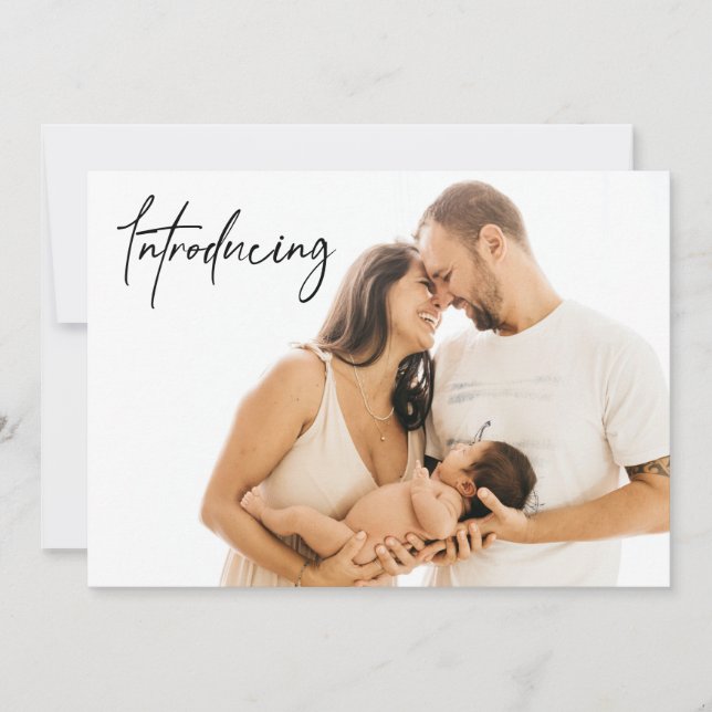 Introducing Baby shower BOY Birth Custom photos Thank You Card (Front)