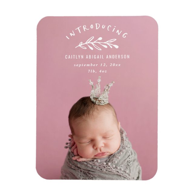 Introducing branch photo birth announcement magnet (Vertical)