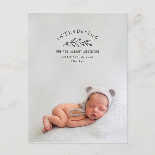 Introducing branch photo birth announcement postcard (Front)