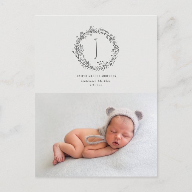 Introducing branch photo birth announcement postcard (Front)