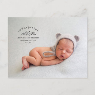 Introducing branch photo birth announcement postcard