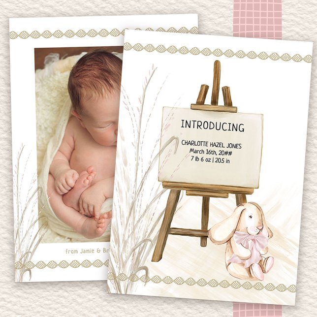 Introducing Easel Baby Girl Boho Birth Announcement (Available to order professionally printed or as a printable digital download)