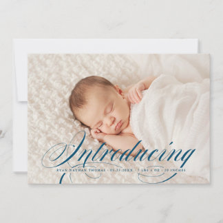 Introducing Elegant Full Bleed Photo New Baby Announcement
