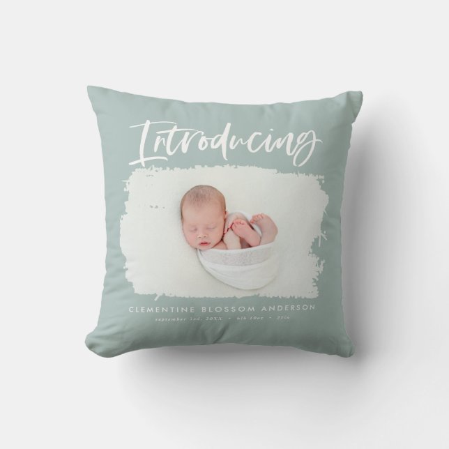 Introducing elegant minimal photo birth cushion (Front)