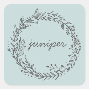 Introducing floral wreath initial name square sticker