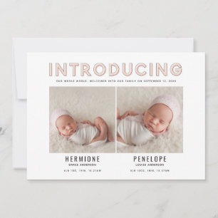 Introducing graphic modern twin birth announcement