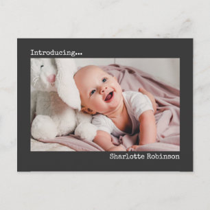 Introducing Minimalist New Baby Photo Postcard