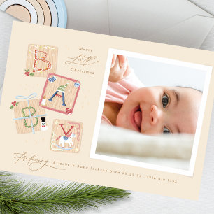 Introducing My First Merry Christmas Baby Birth Holiday Card