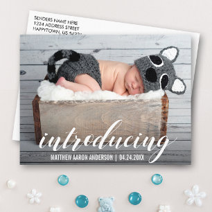 Introducing New Baby Hearts Announcement Photo W Postcard