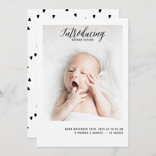 Introducing New Baby Photo Baby Birth Announcement (Front/Back)
