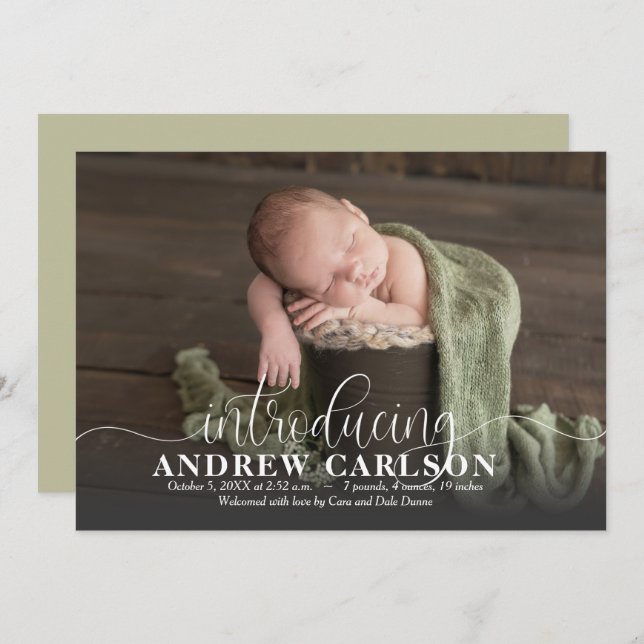 Introducing Our Baby Photo Birth Announcements (Front/Back)