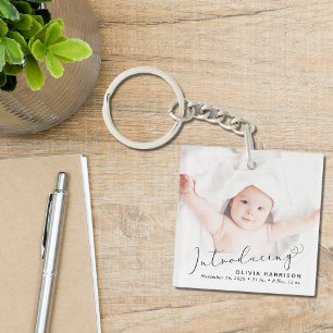 Introducing Photo Birth Announcement Key Ring