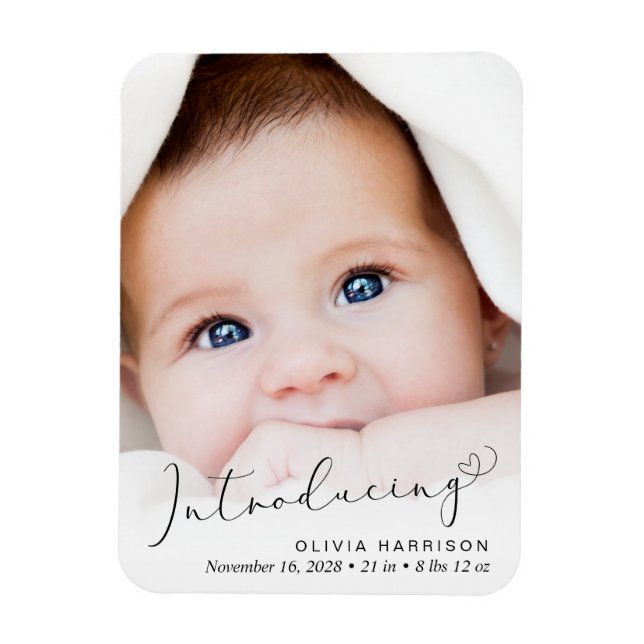 Introducing Photo Script Birth Announcement Magnet (Vertical)