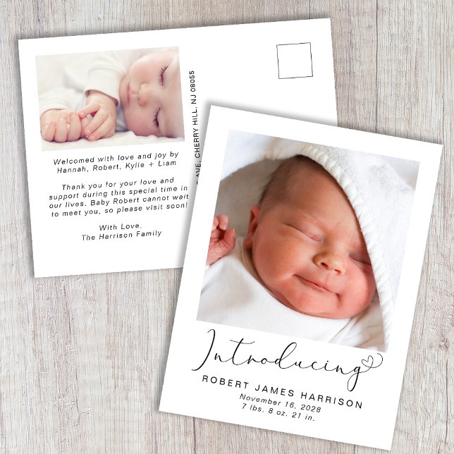 Introducing Photos Baby Birth Announcement Postcard (Creator Uploaded)