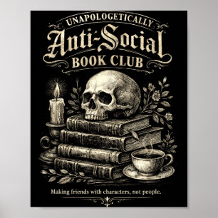 Introvert book club funny bookworms social poster