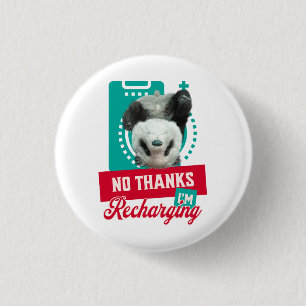 Introvert Burnout Panda Social Battery Design 3 Cm Round Badge