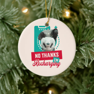 Introvert Burnout Panda Social Battery Design Ceramic Ornament