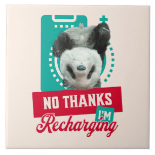 Introvert Burnout Panda Social Battery Design Ceramic Tile