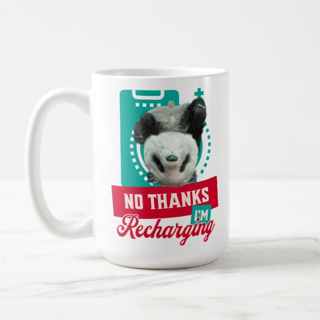 Introvert Burnout Panda Social Battery Design Coffee Mug (Left)