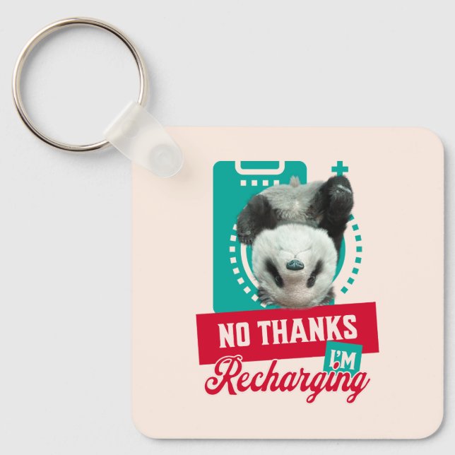 Introvert Burnout Panda Social Battery Design Key Ring (Front)