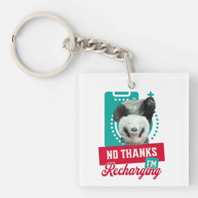 Introvert Burnout Panda Social Battery Design Key Ring (Front)