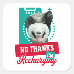 Introvert Burnout Panda Social Battery Design Square Sticker