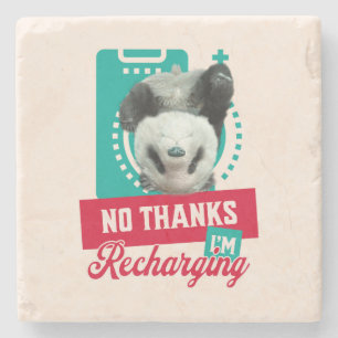 Introvert Burnout Panda Social Battery Design Stone Coaster